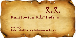 Kalitovics Kálmán névjegykártya